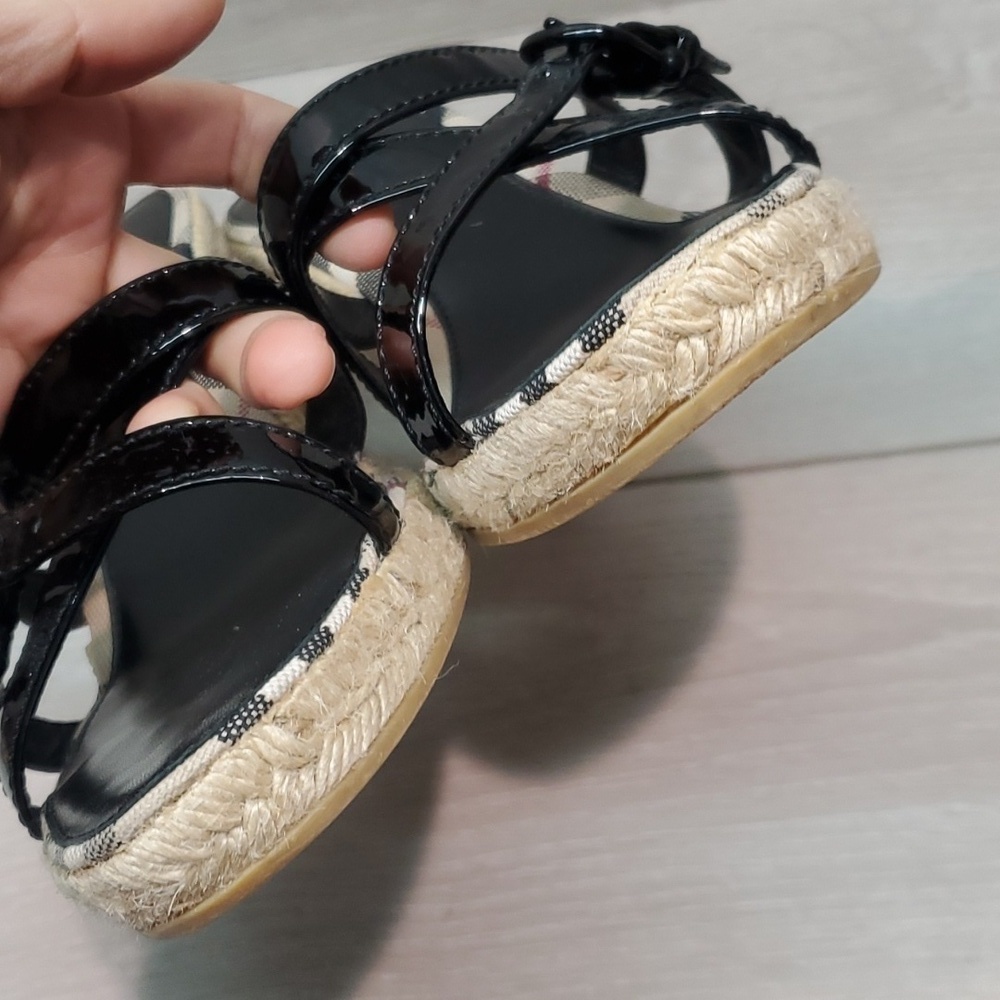 Burberry Womens Leather Logo Print Espadrille Wedge Sandals Shoes sz EU 40/10 - Picture 4 of 13